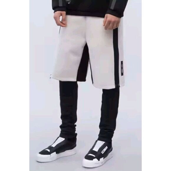 UEG X Puma Sweatshorts Jogger Mens S Ivory White Black Drawstring Performance - Picture 3 of 14